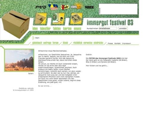Scrollshot der Website von 2003